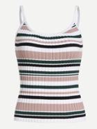 Romwe Multicolor Striped Knitted Cami Top