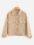 Romwe Single Breasted Pocket Corduroy Jacket