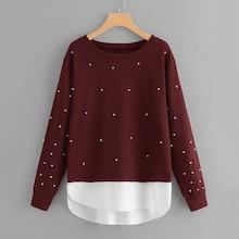 Romwe Plus Beaded Decoration Sweatshirt