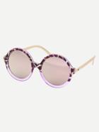 Romwe Leopard Round Lenses Frame Sunglasses