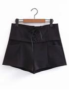 Romwe Lace Up Corset Zipper Back Shorts