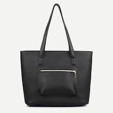 Romwe Side Zip Solid Tote Bag