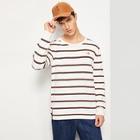 Romwe Men Slit Hem Striped Sweater