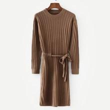 Romwe Self Tie Solid Sweater Dress
