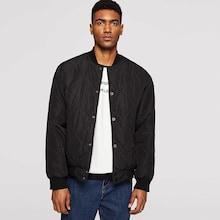 Romwe Guys Button Up Quilted Bomber Jacket