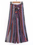Romwe Split Side Knot Detail Wide Leg Pants