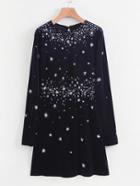 Romwe Star Overlay Velvet Dress