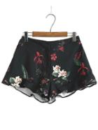 Romwe Black Flower Print High Waist Shorts