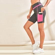 Romwe Wide Waistband Pocket Side Cycling Shorts