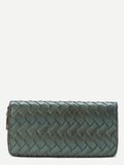 Romwe Woven Faux Leather Wallet With Zipper