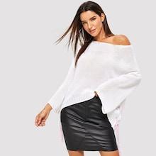 Romwe V Cut Back Oversized Sweater