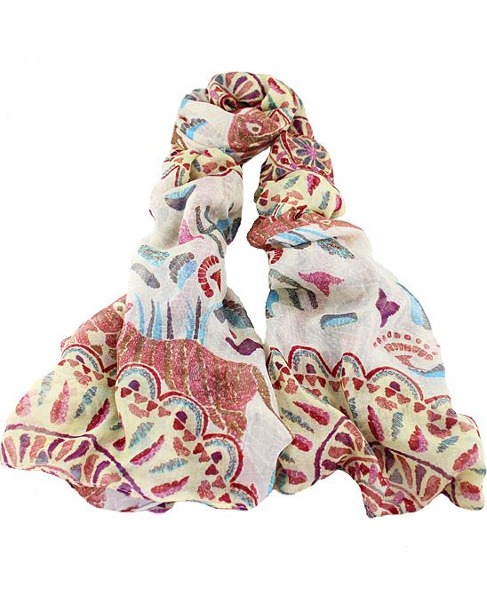 Romwe Apricot Vintage Floral Scarves