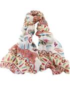 Romwe Apricot Vintage Floral Scarves