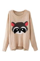 Romwe Cute Panda Knitted Pink Jumper