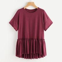 Romwe Drop Waist Ruffle Hem Tee