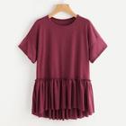 Romwe Drop Waist Ruffle Hem Tee