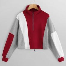 Romwe Half-zip Cut And Sew Sweatshirt