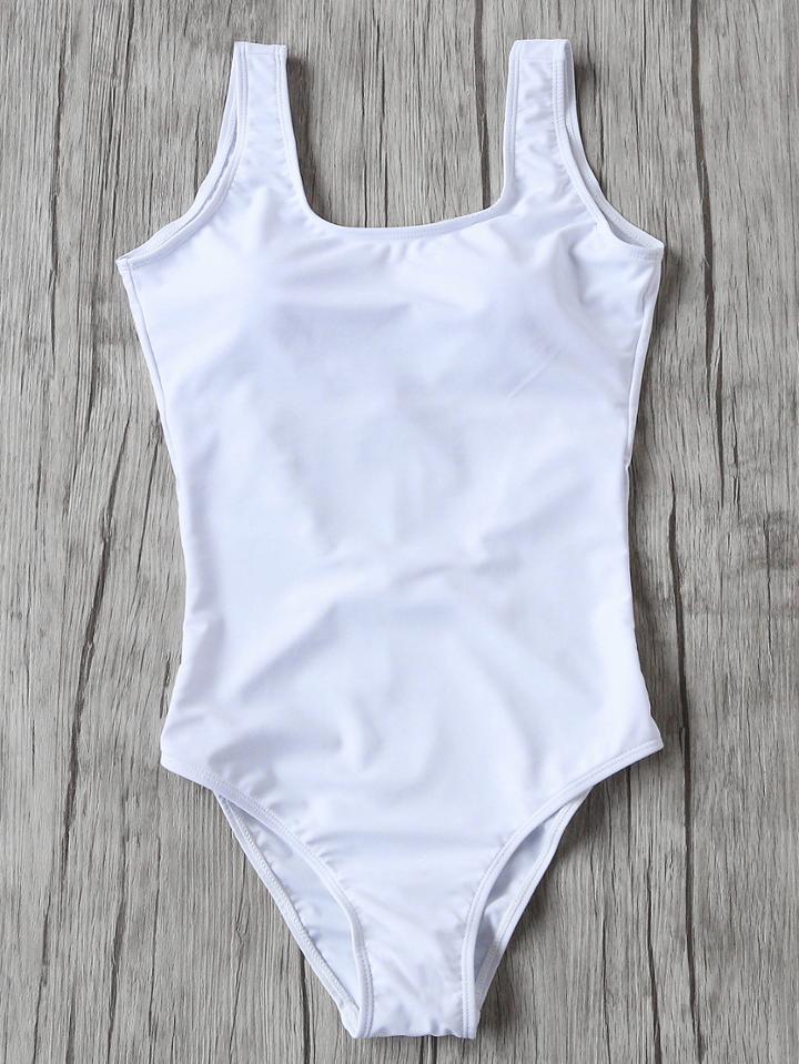 Romwe White Square Neck One-piece Swimwear
