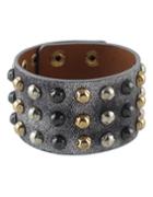 Romwe Punk Rock Design Adjustable Chunky Wide Braided Leather Bracelet