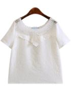 Romwe Lace Insert Hollow T-shirt