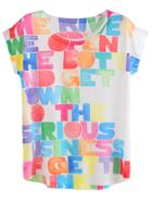 Romwe Letters Print Casual T-shirt