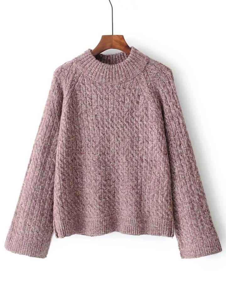 Romwe Raglan Sleeve Cable Knit Sweater