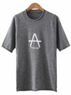 Romwe Grey A Letter Print Casual T-shirt