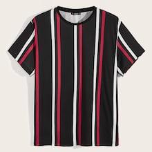 Romwe Guys Striped Short Sleeve T-shirt