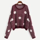 Romwe Plus Polka Dot Fuzzy Jumper