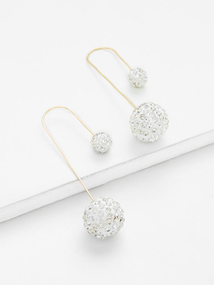 Romwe Double Ball Design Drop Earrings
