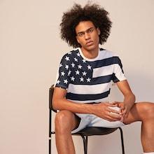 Romwe Guys Star And Striped Tee