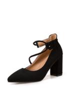 Romwe Ankle Strap Pointed Toe Chunky Heels