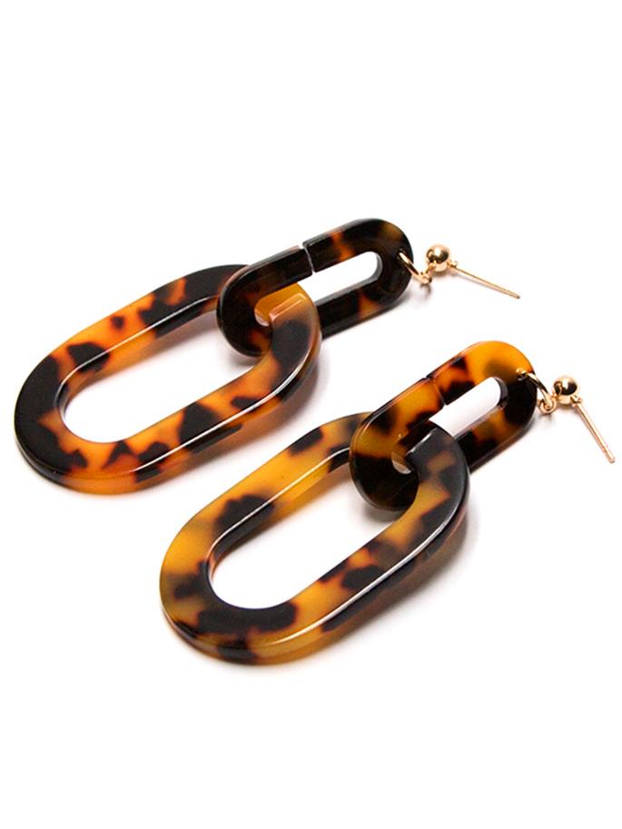 Romwe Open Hoop Leopard Earrings