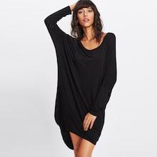 Romwe Batwing Sleeve Dip Hem Tee Dress
