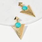 Romwe Turquoise Detail Triangle Drop Earrings