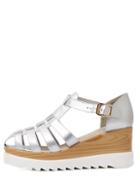 Romwe Silver Caged Cutout Wedge Sandals