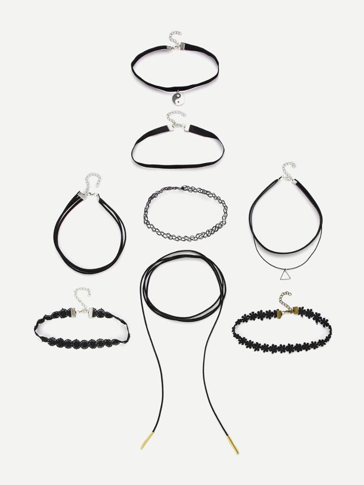 Romwe Triangle Pendant Choker Necklace 8pcs
