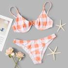 Romwe Gingham Underwire Bikini Set