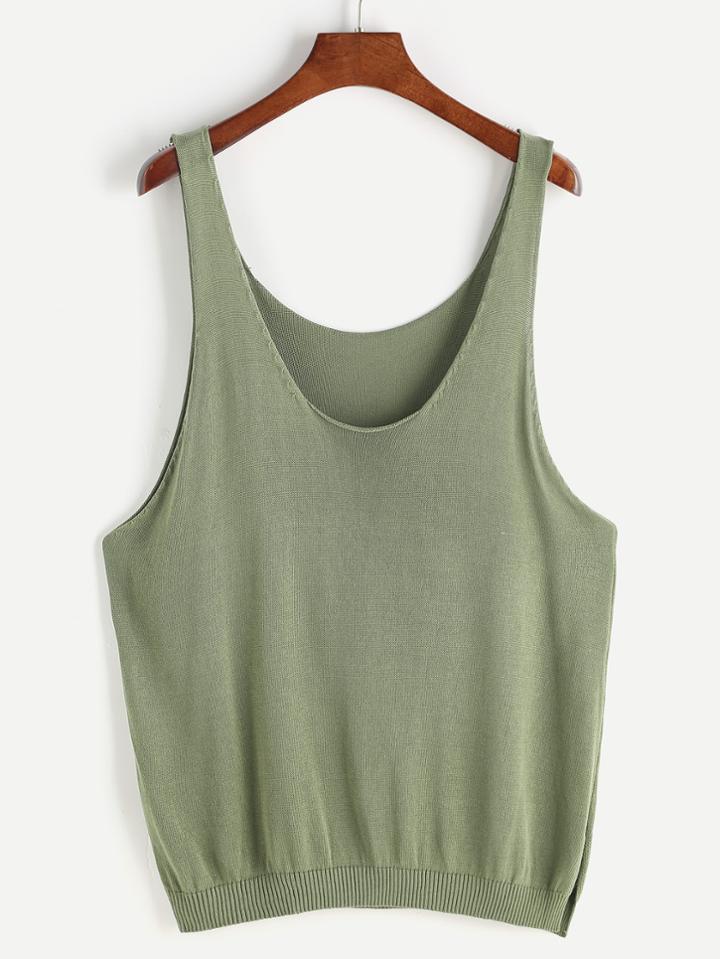 Romwe Split Side Knit Tank Top