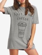 Romwe Coffee Print Mini T-shirt Dress