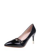 Romwe Buckle Detail Patent Leather Heels