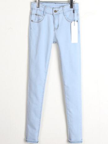 Romwe Denim Slim Pale Blue Pant