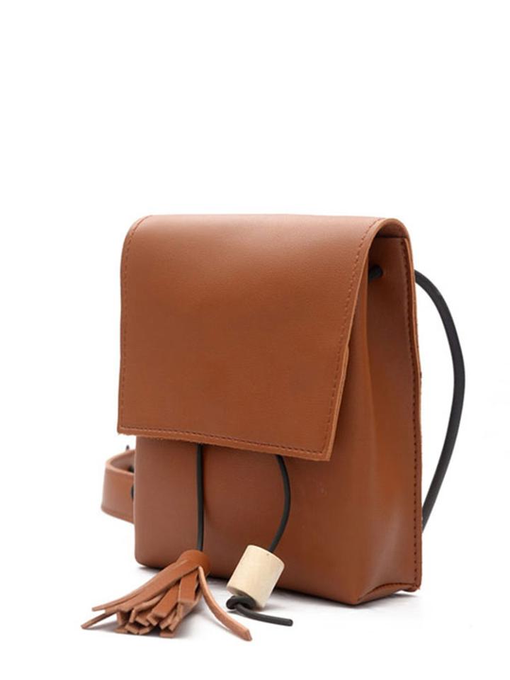 Romwe Tassel Detail Flap Pu Bag