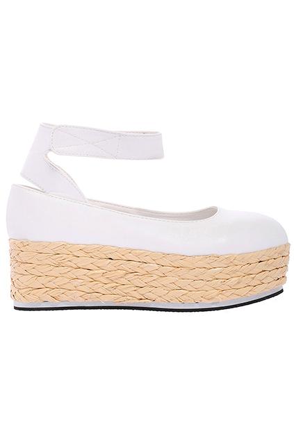 Romwe Cut-out Platform White Shoes