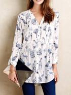 Romwe White V Neck Animals Print Blouse