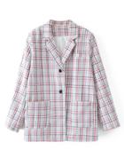 Romwe Front Pocket Boyfriend Plaid Blazer
