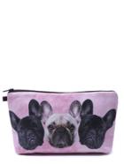 Romwe Pink Puppy Head Print Portable Cosmetic Makeup Bag