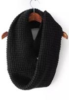 Romwe Collar Knitted Black Scarf