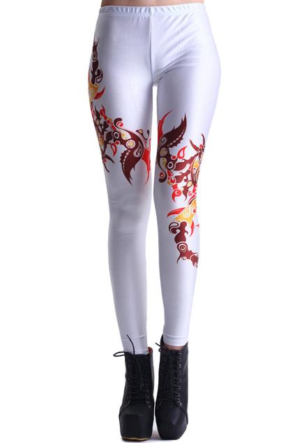 Romwe Romwe Scorpion Paper-cut Print White Leggings
