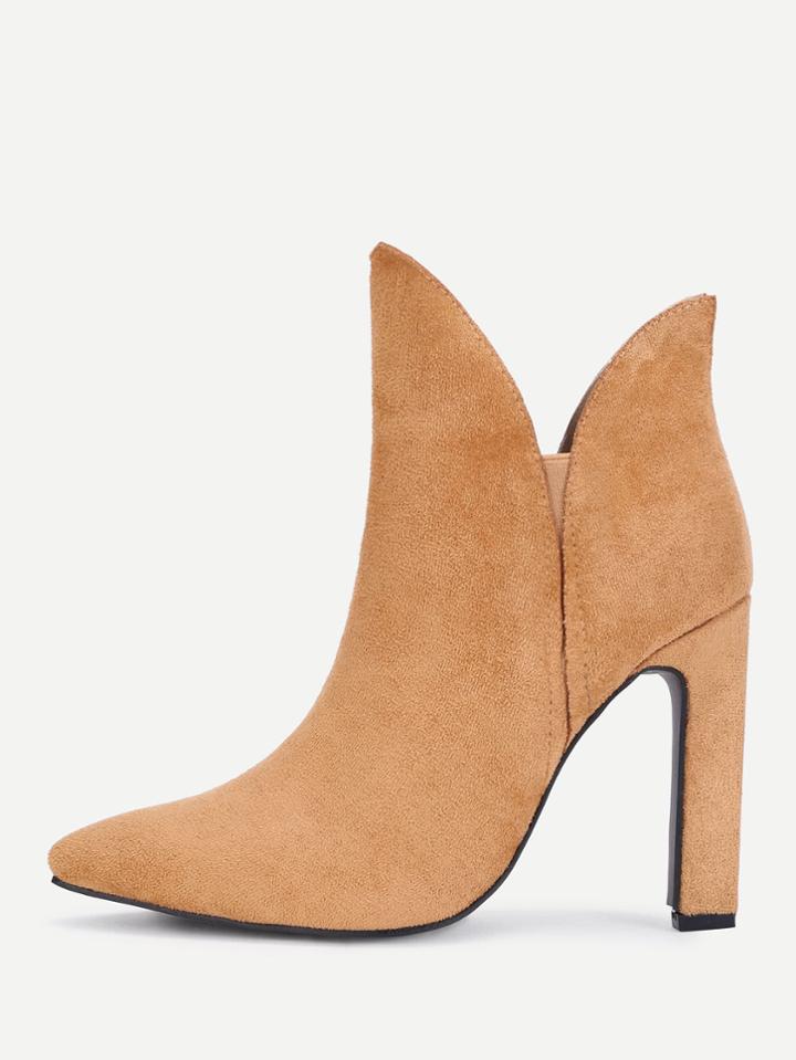 Romwe V Cut Design High Heeled Ankle Boots